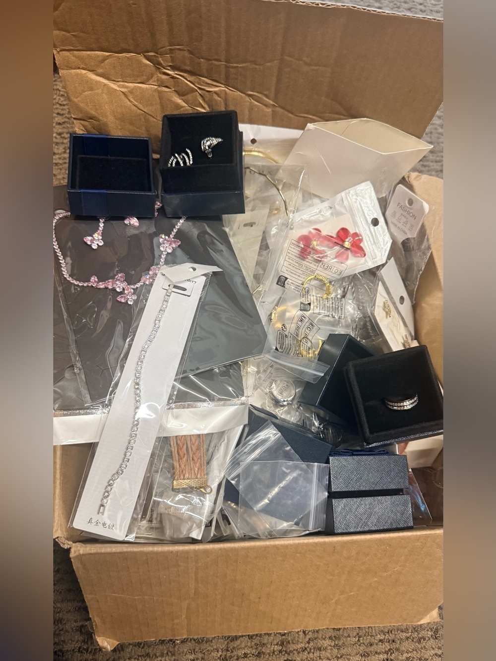 Jewelry Reseller Bundle Box over 100 pieces. One Moissanite Ring included. New